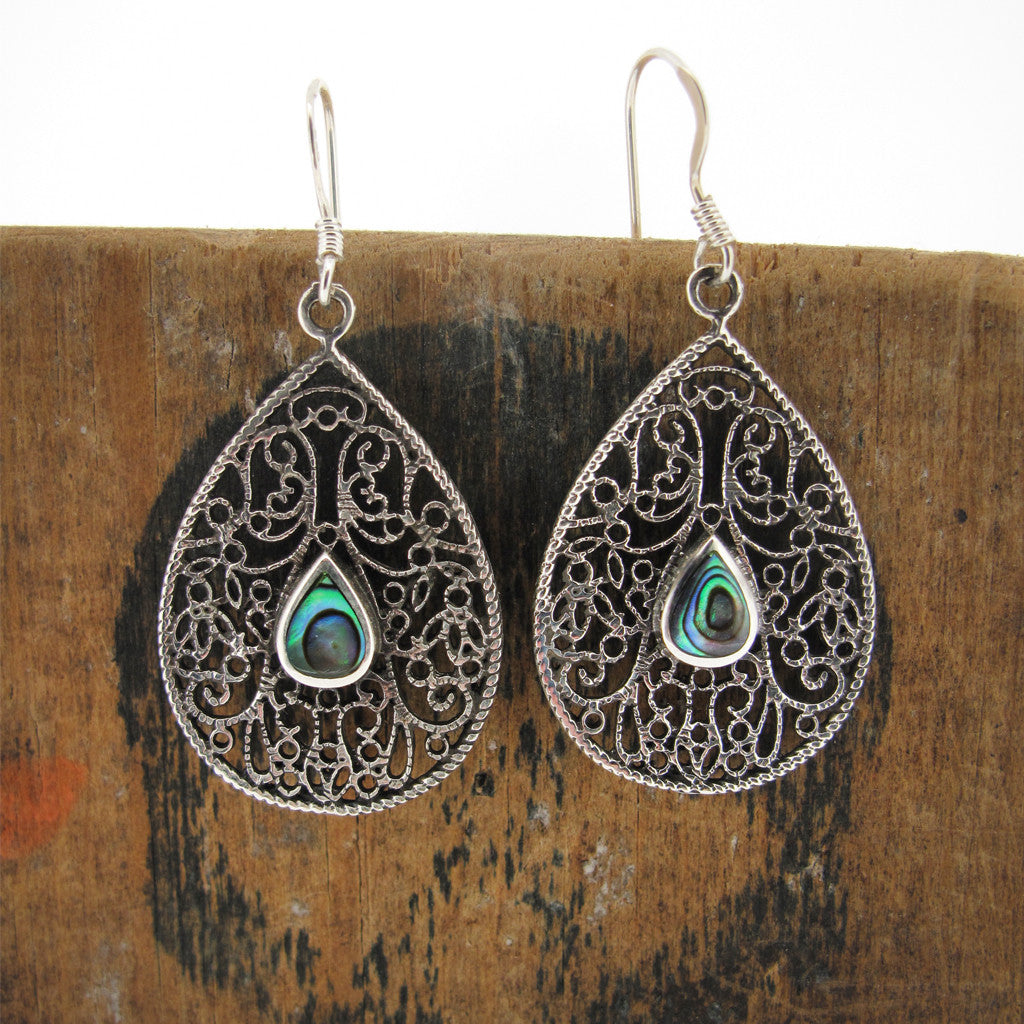 Bali Fillagree sterling silver tear drop earings