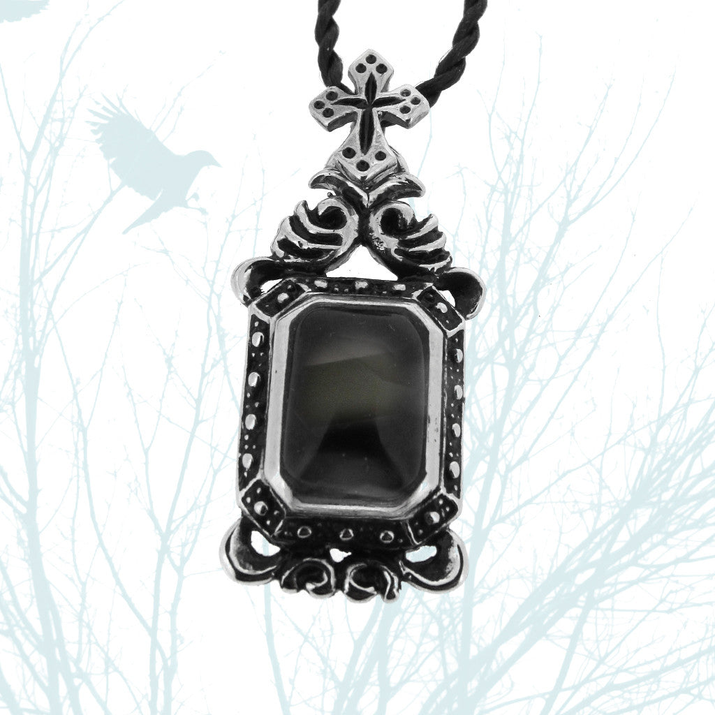 Relic gothic steel pendant on wax cotton