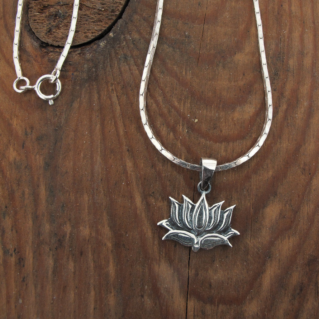 Lotus flower silver necklace