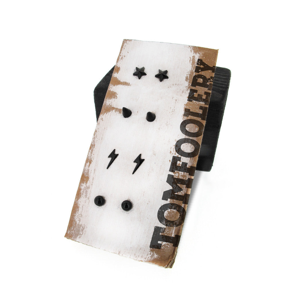 Tomfoolery BLACK sterling silver studs