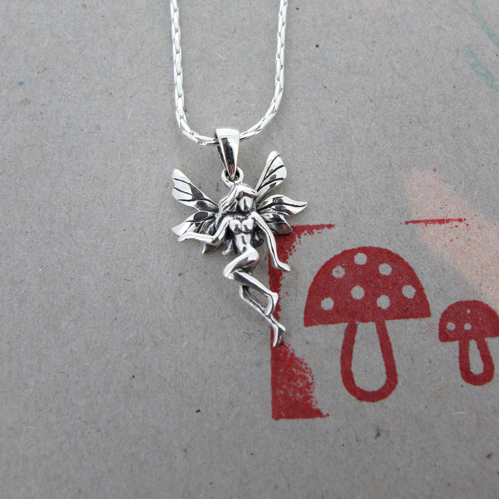 Woodland Fairy Sterling silver pendant on sterling silver chain