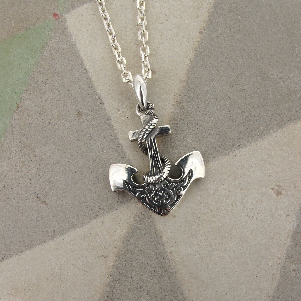 Celtic anchor sterling silver pendant on sterling silver chain