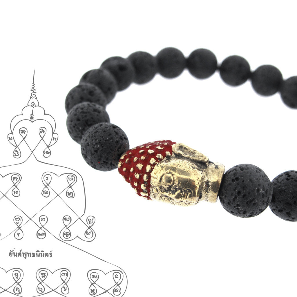 Golden Budha Lava bead Bracelet