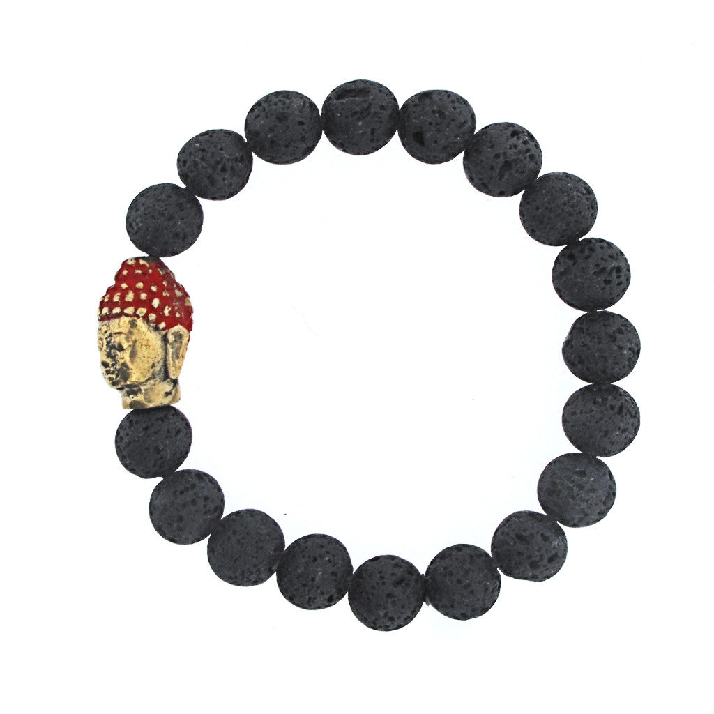 Golden Budha Lava bead Bracelet