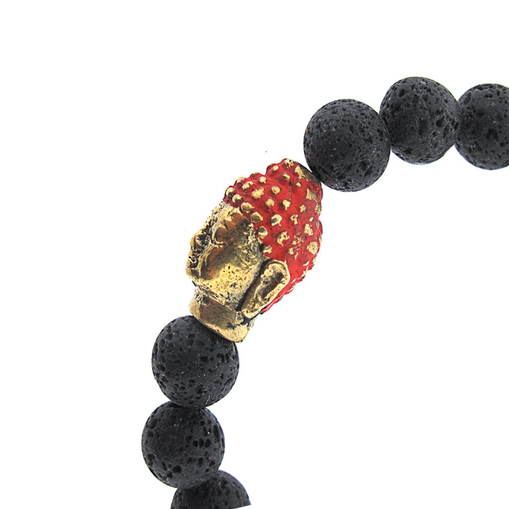 Golden Budha Lava bead Bracelet