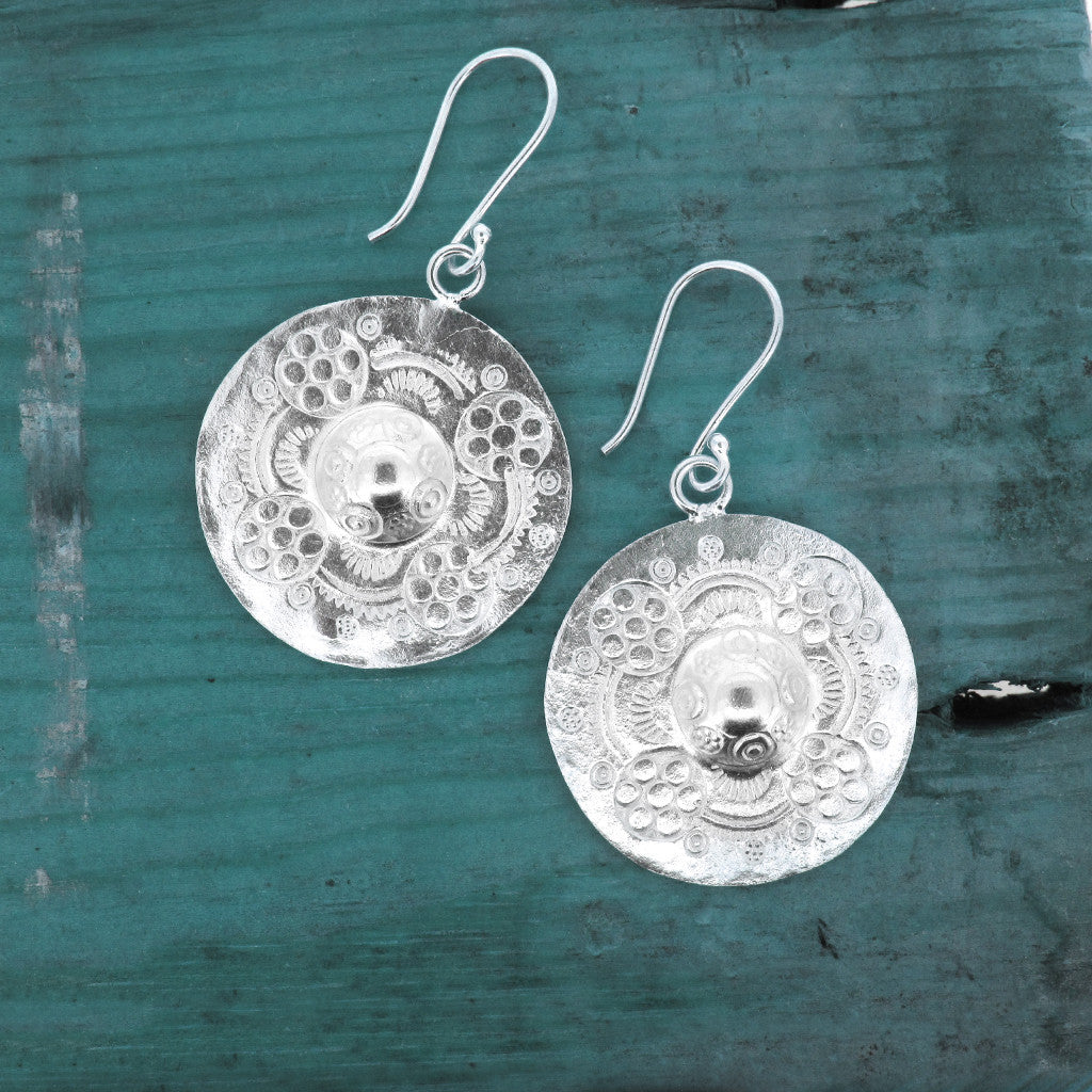 Bali sterling silver shield earings