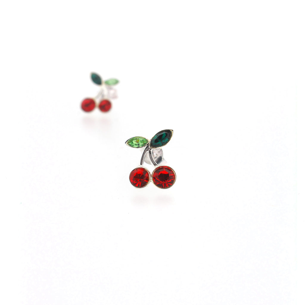 Cherry CZ crystal, sterling silver studs