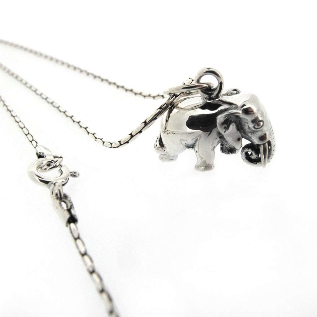 Elephant sterling silver pendant on sterling silver chain