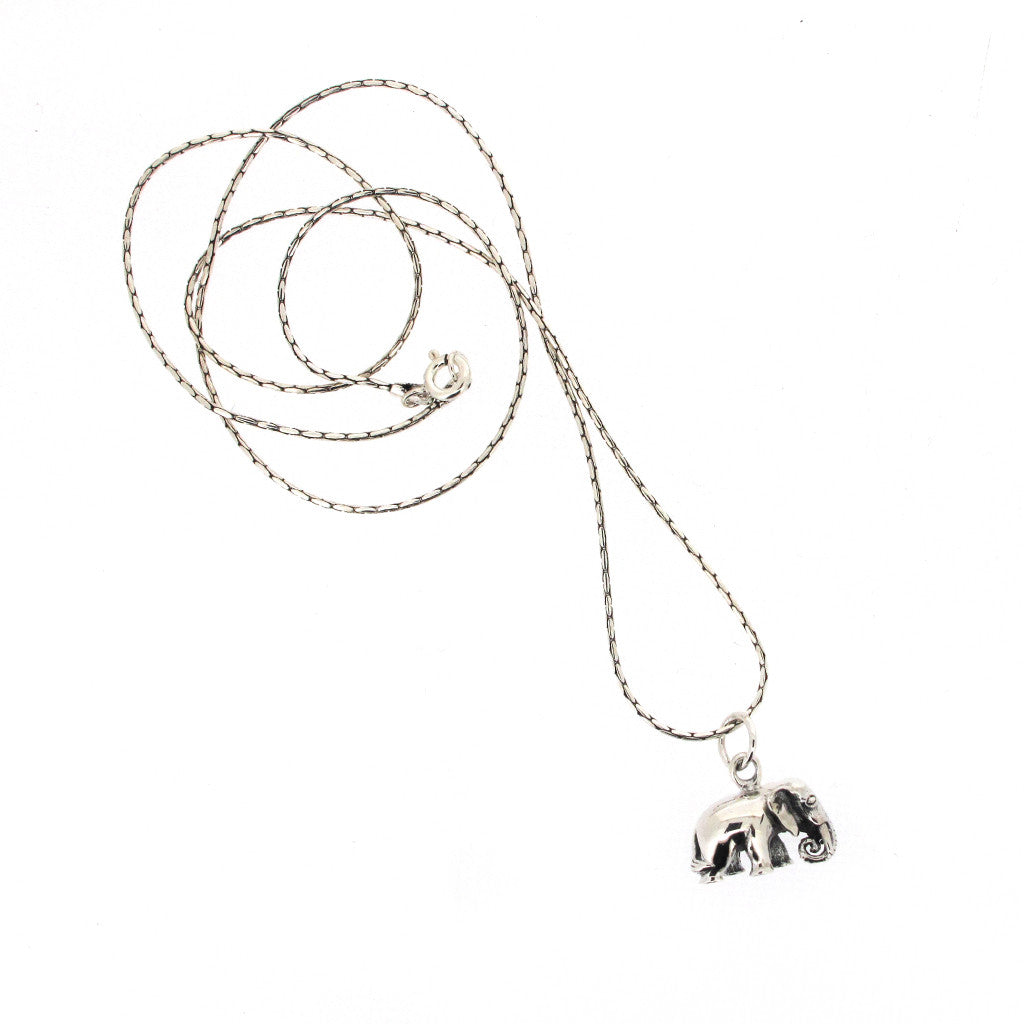 Elephant sterling silver pendant on sterling silver chain