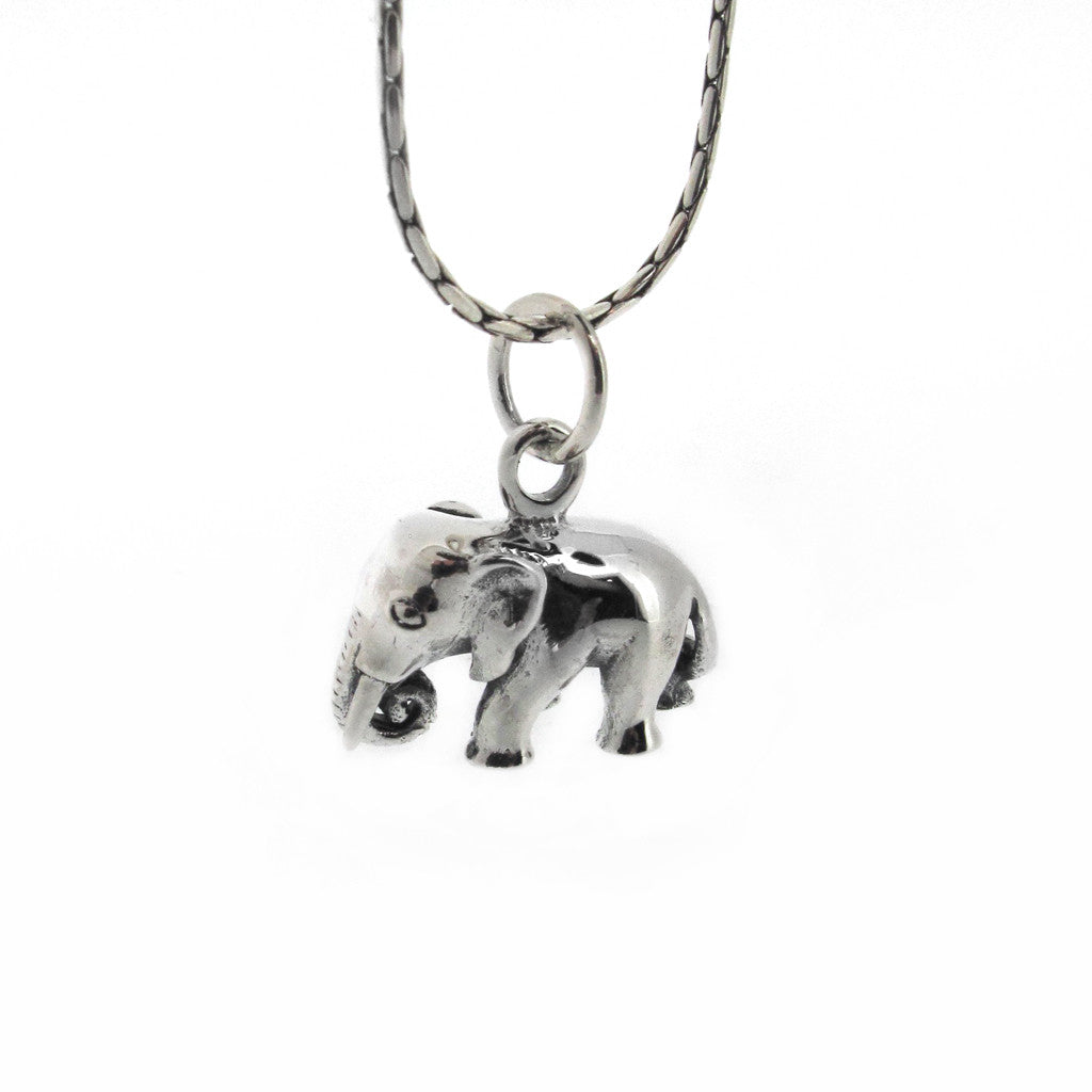 Elephant sterling silver pendant on sterling silver chain