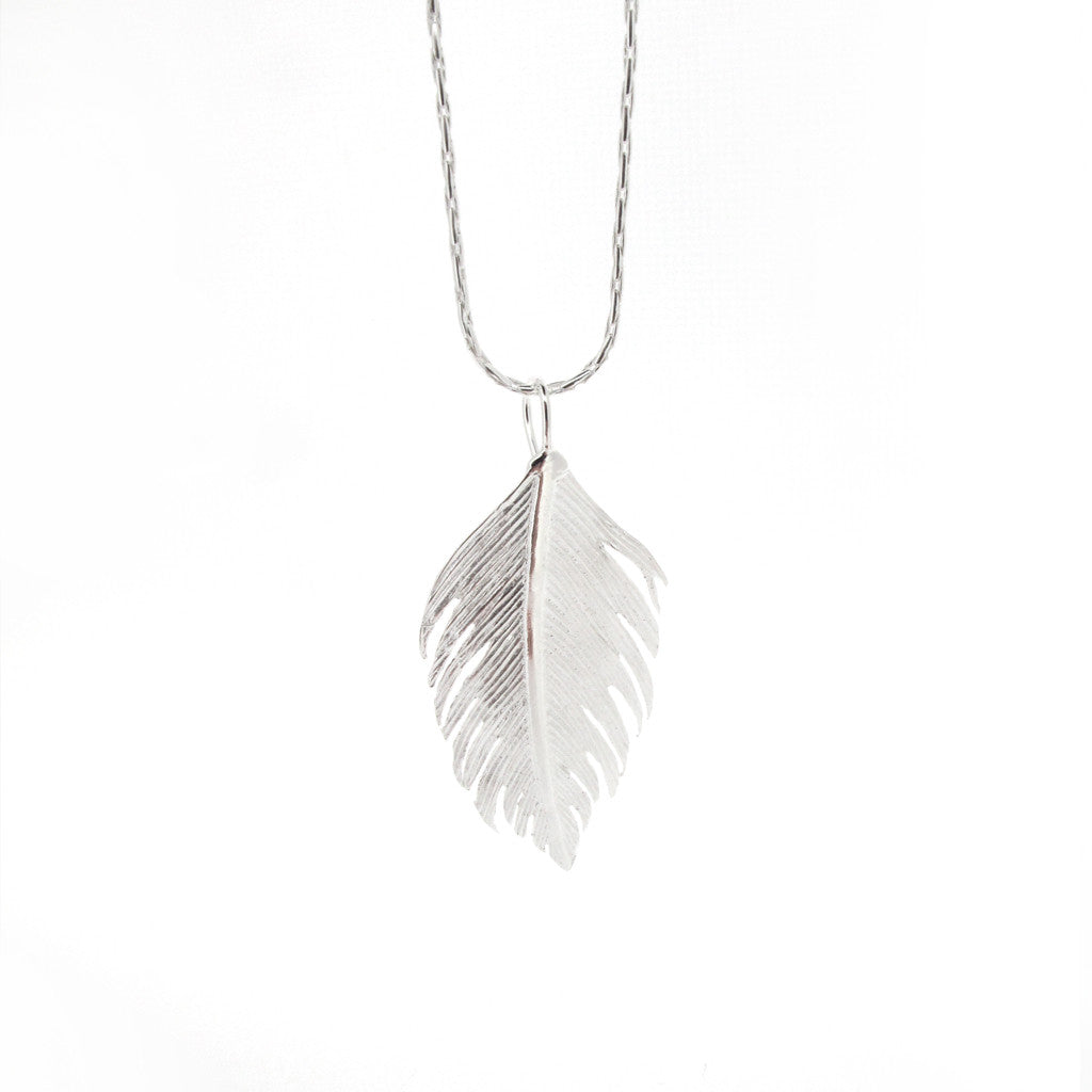 Feather sterling silver pendant on silver chain