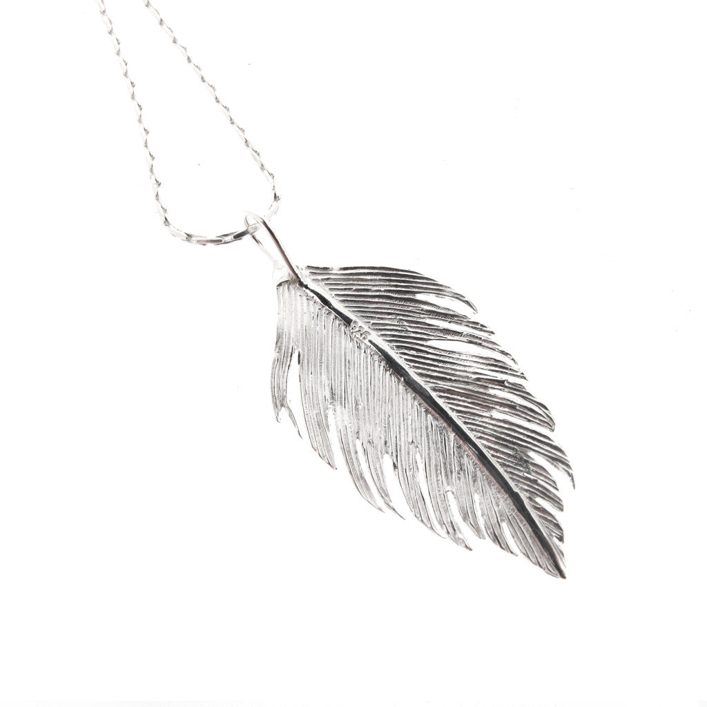 Feather sterling silver pendant on silver chain
