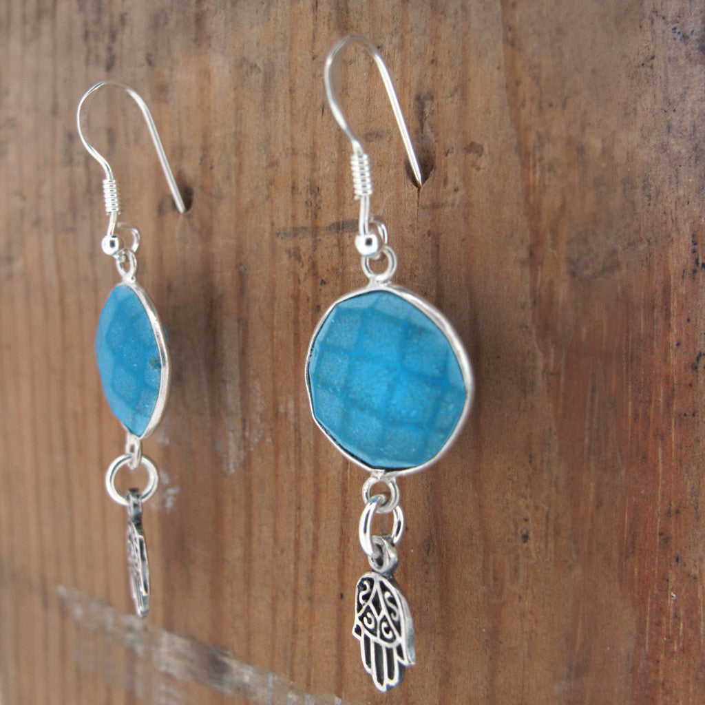 Fatima sterling silver earings with Turquoise stone.