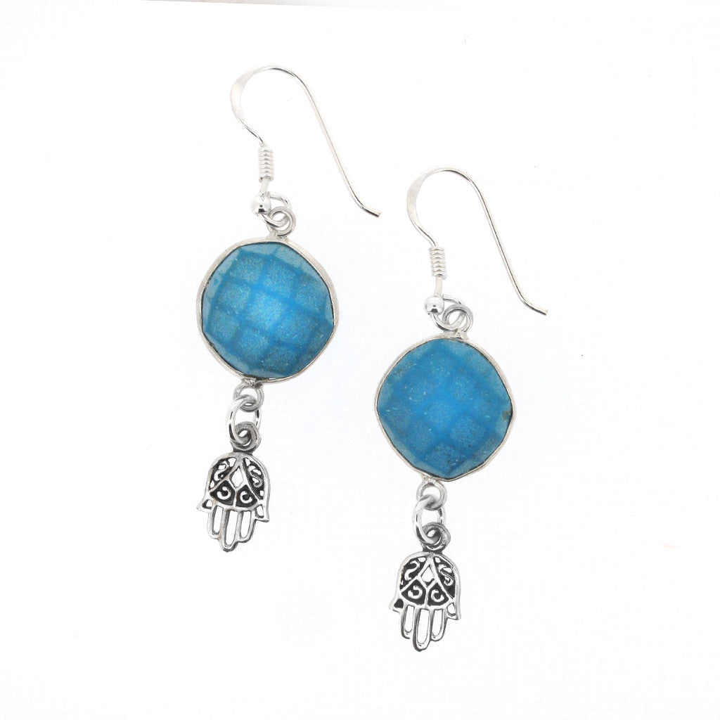 Fatima sterling silver earings with Turquoise stone.