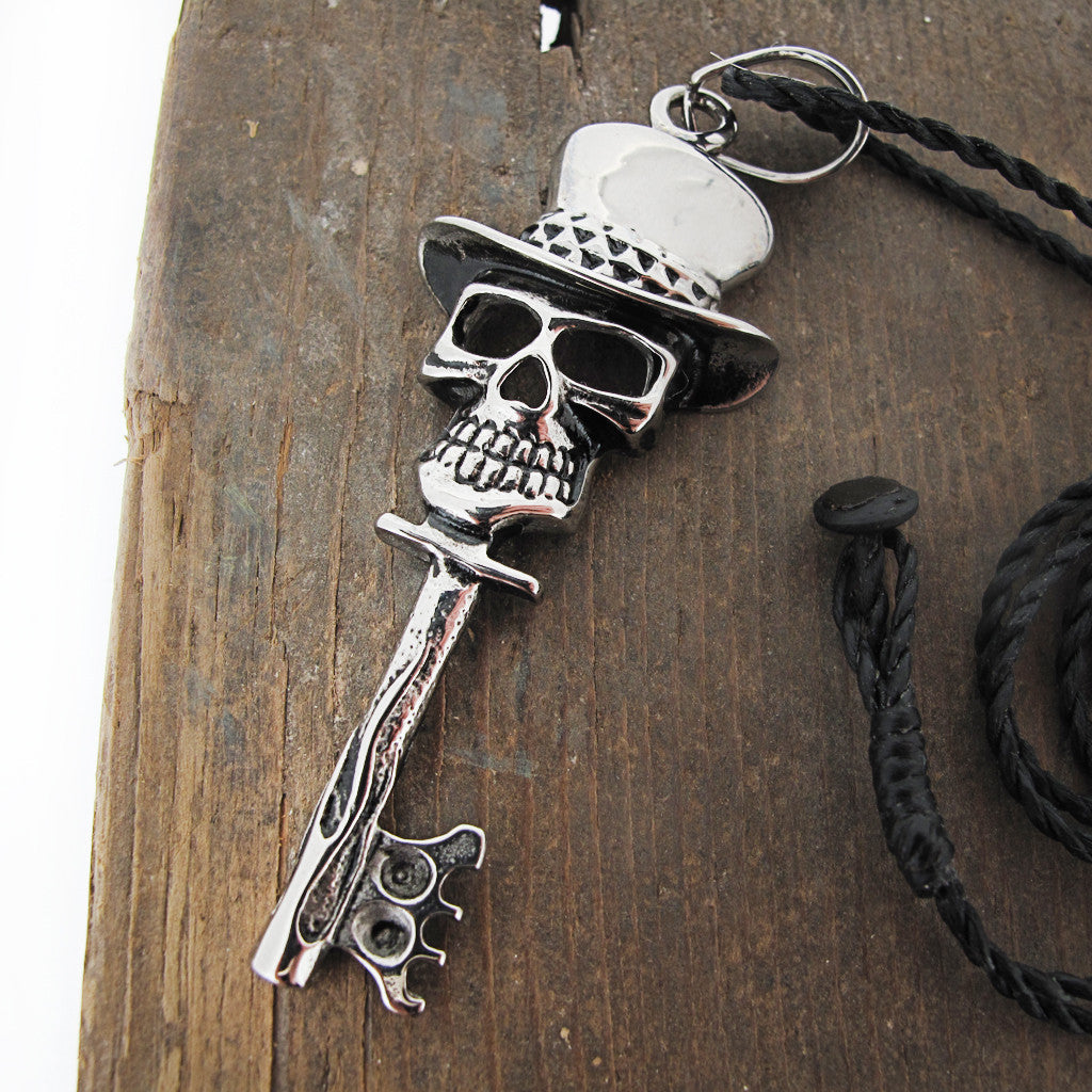 Jack Key Steel Pendant on Wax Cotton