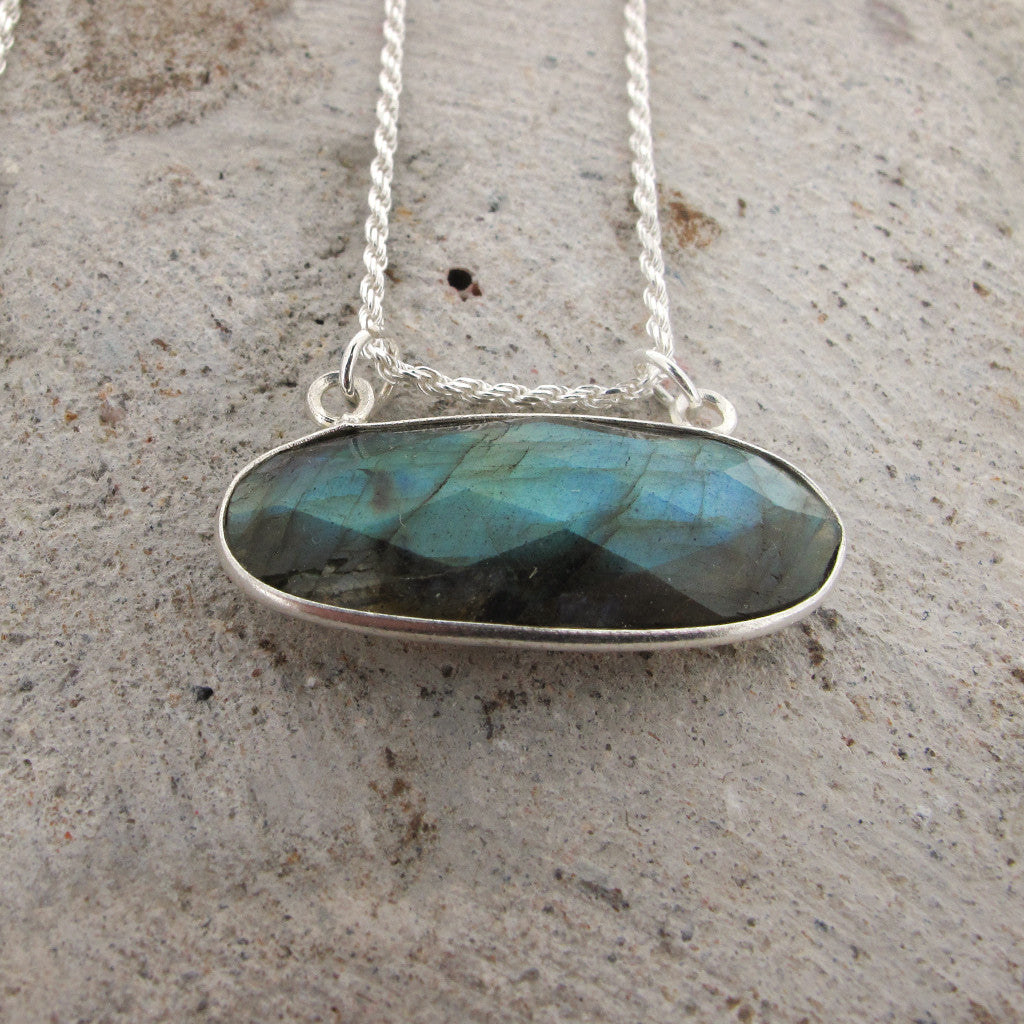 Labradorite stone on sterling silver chain