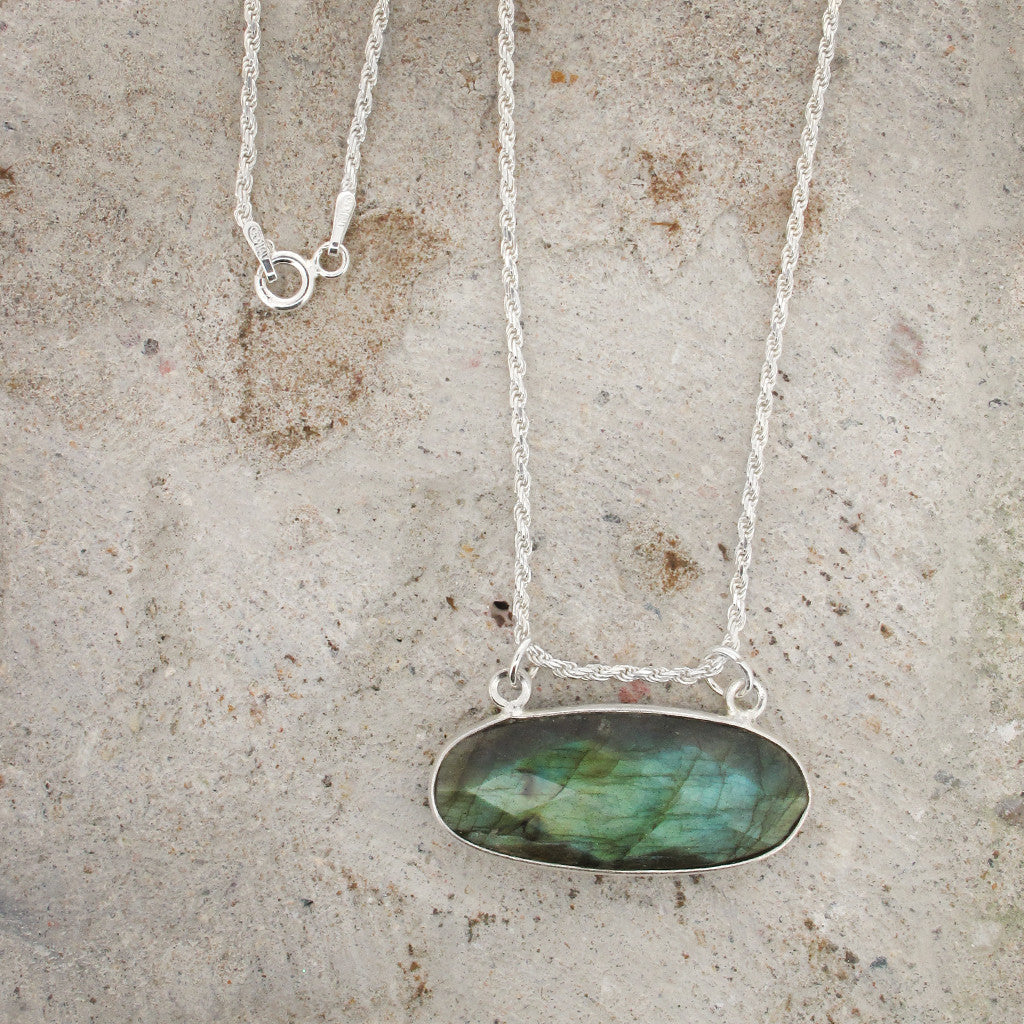 Labradorite stone on sterling silver chain