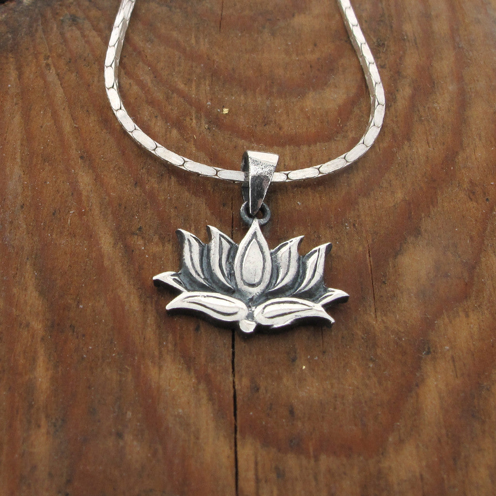 Lotus flower silver necklace