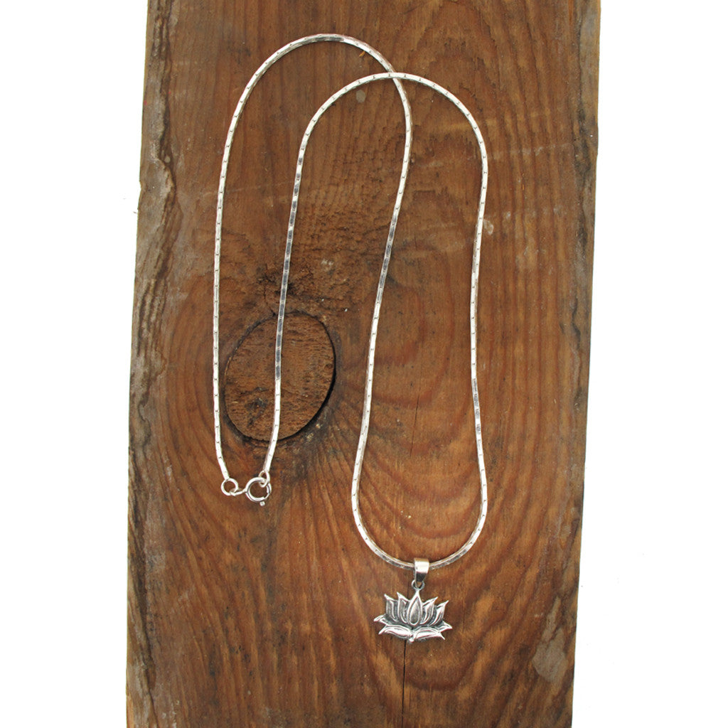 Lotus flower silver necklace