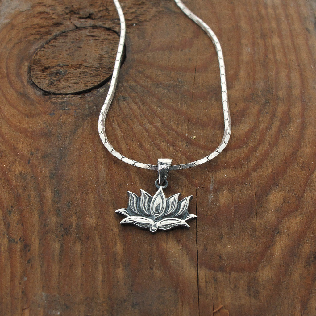 Lotus flower silver necklace