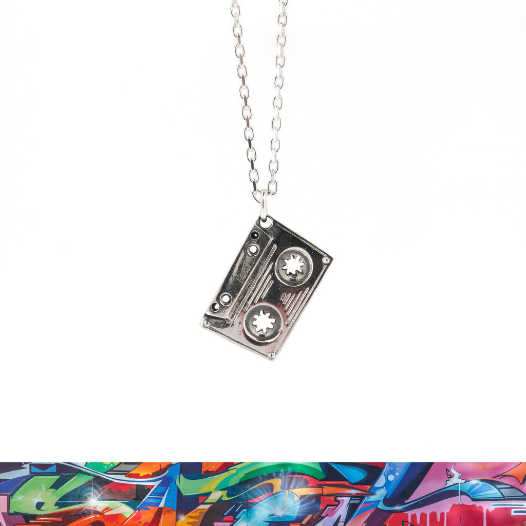 Mixtape sterling silver pendant on chain