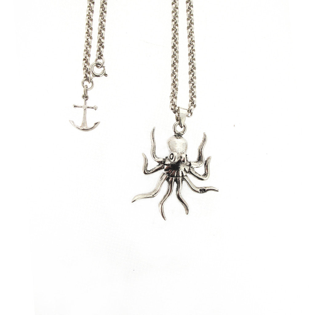 Octopus sterling silver pendant (with moving legs) on sterling silver chain