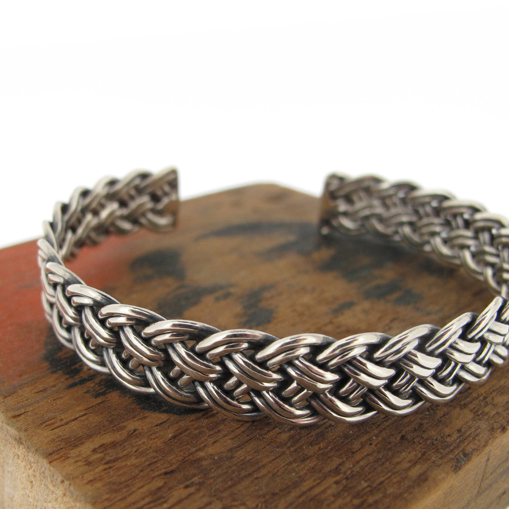 Platted sterling silver link bangle