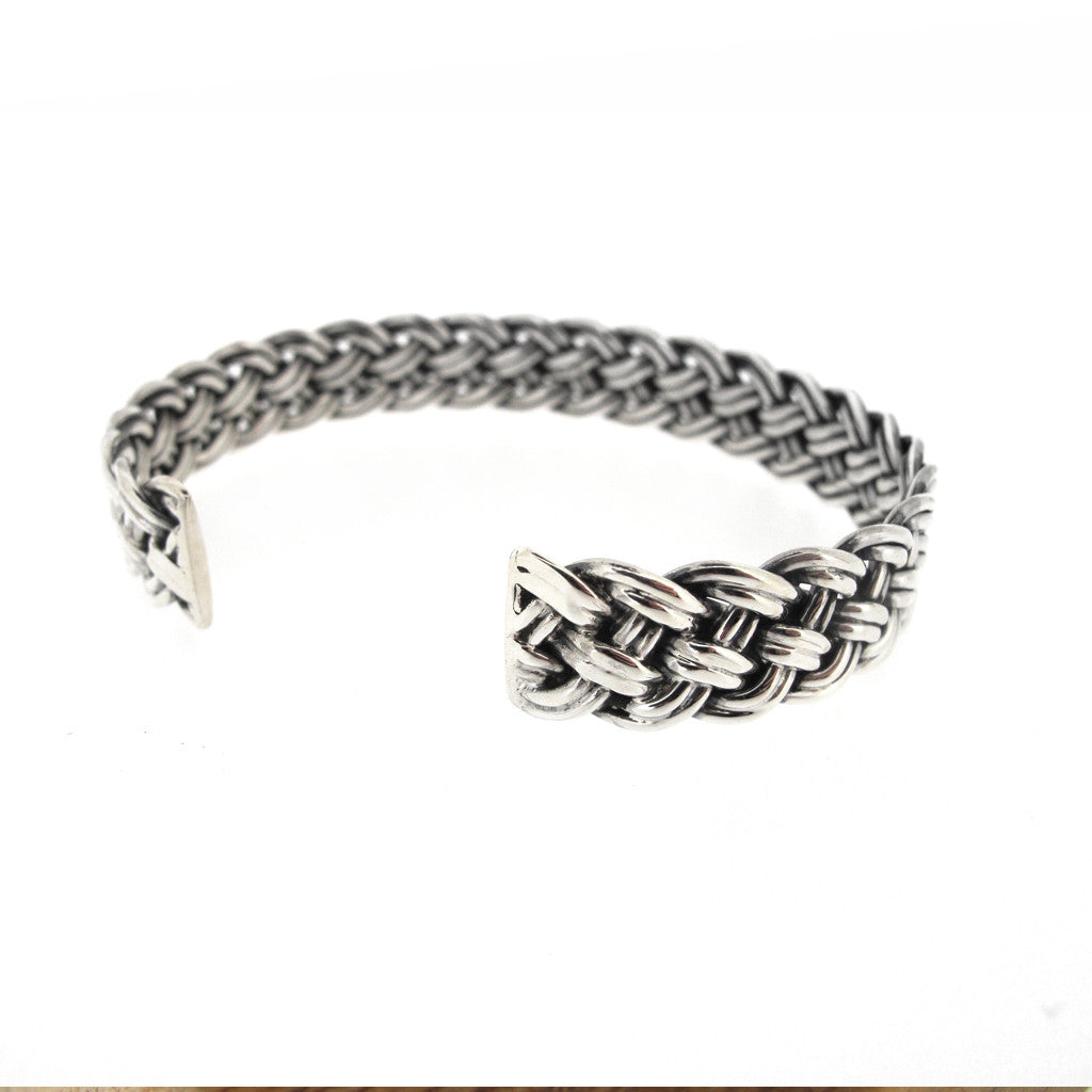 Platted sterling silver link bangle