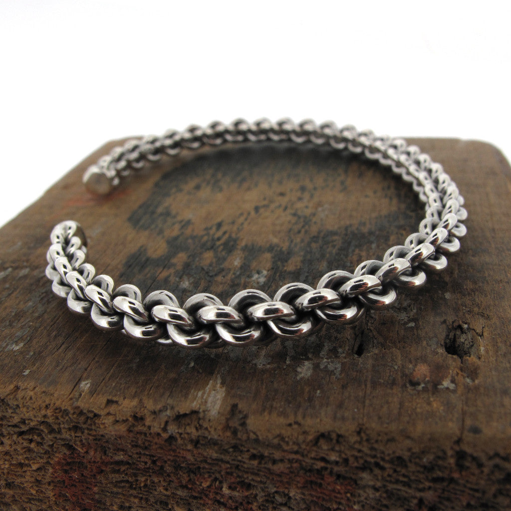 Chain link sterling silver bangle