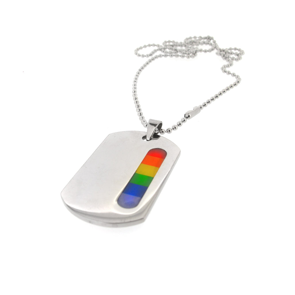 Stainless Steel rainbow dog tag on Steel ball chain