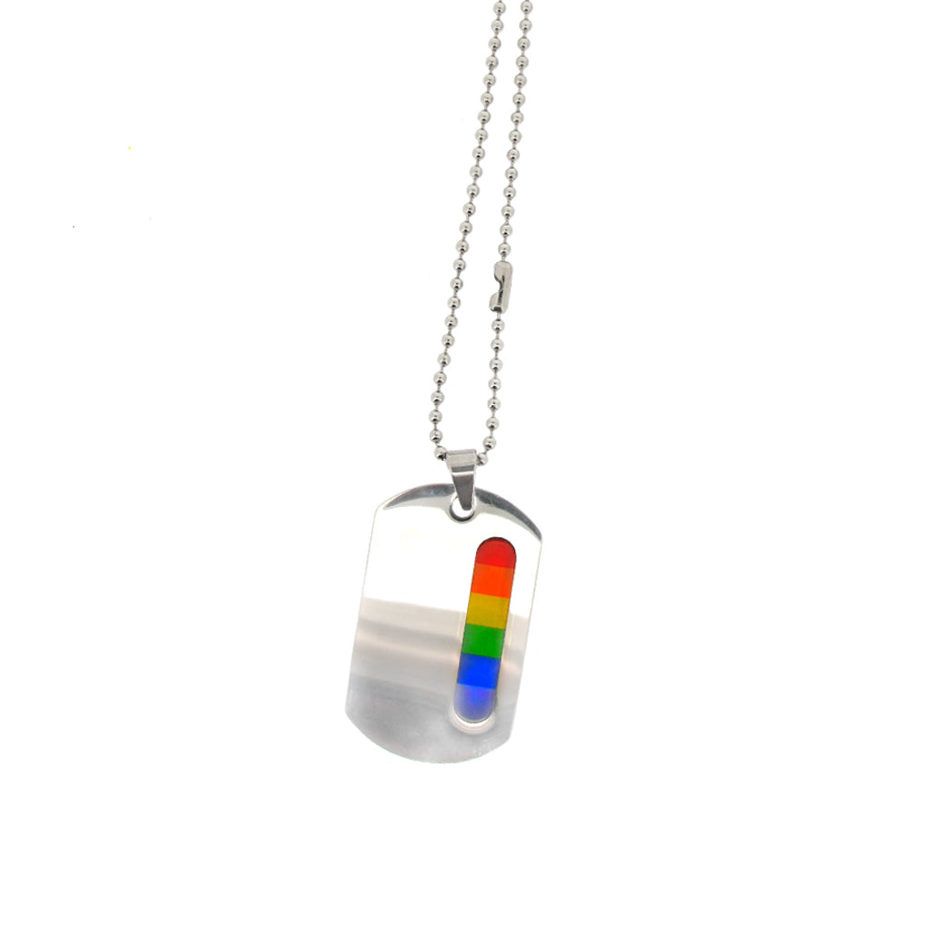Stainless Steel rainbow dog tag on Steel ball chain