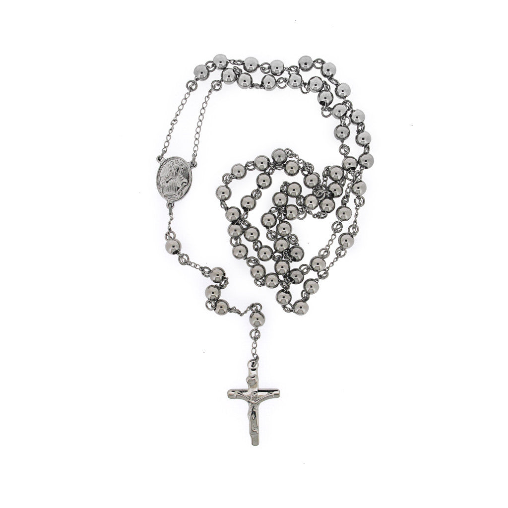 Rosery steel cross on steel bead chain