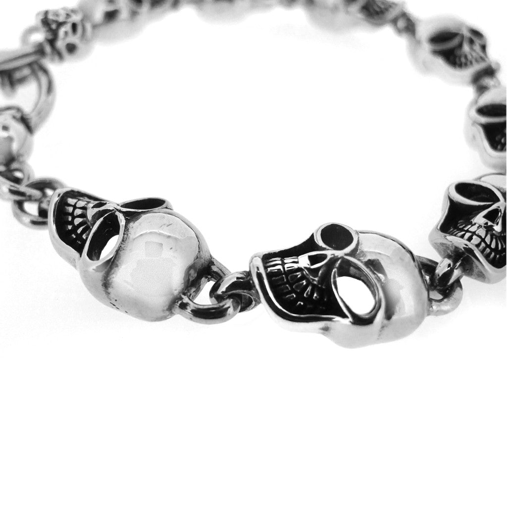 Grinning Steel Skull Chain Bracelet