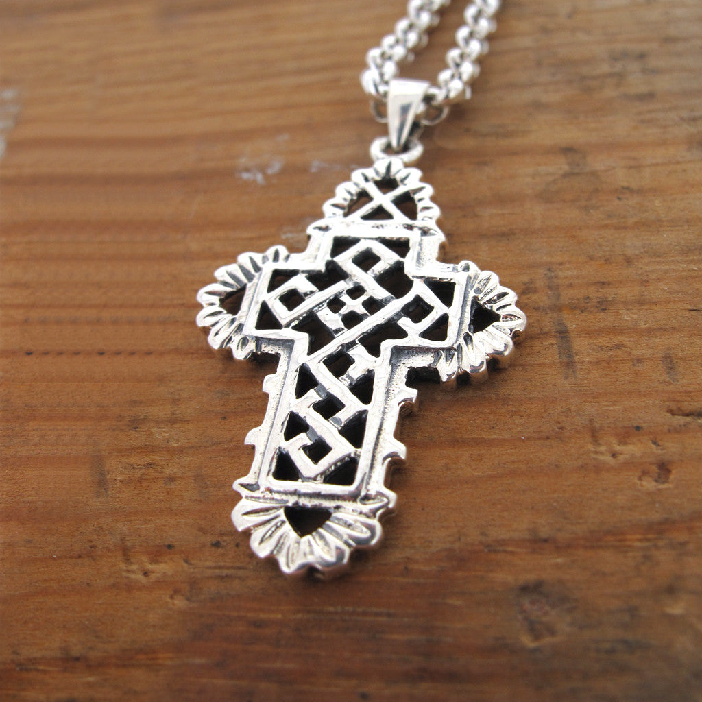 Rococo serling silver Crucifix on chain