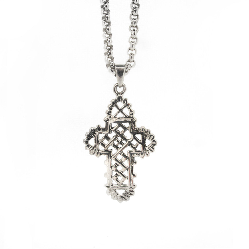 Rococo serling silver Crucifix on chain