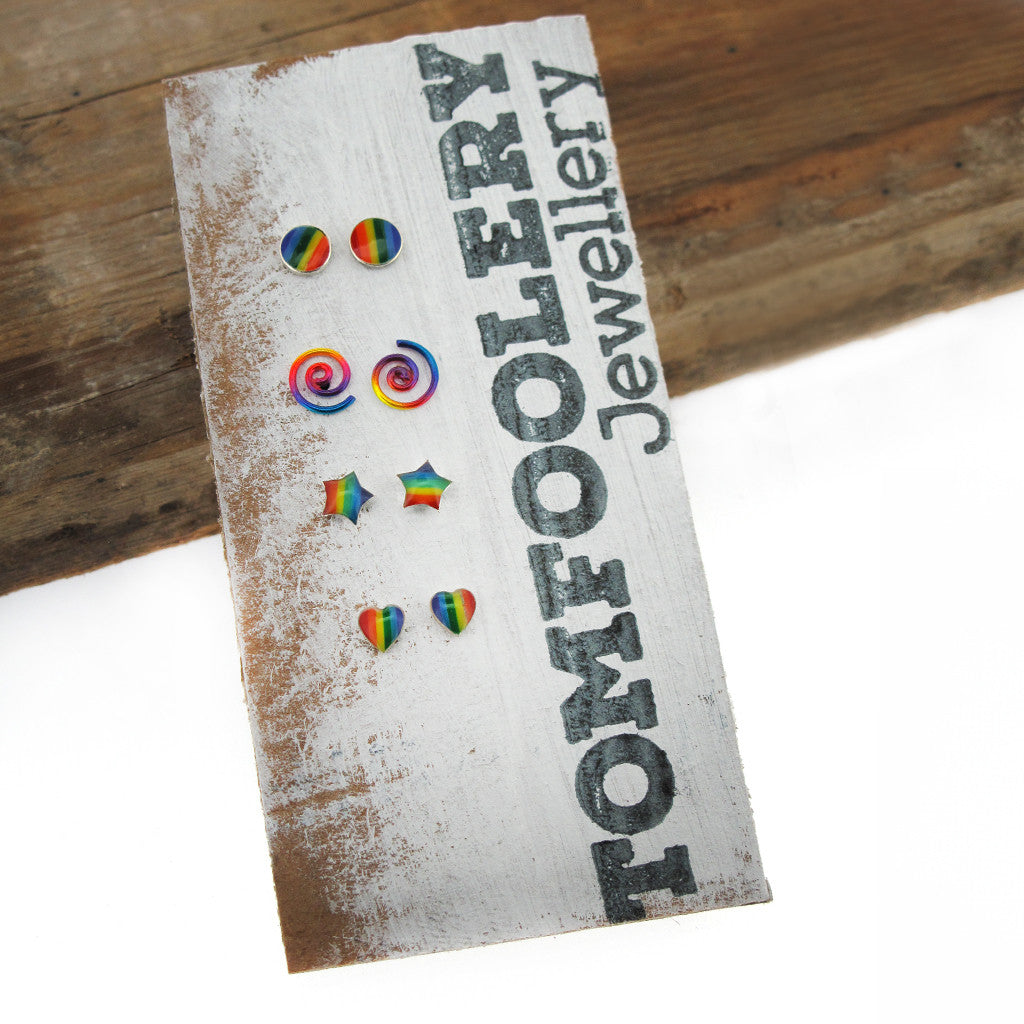 Rainbow sterling silver studs