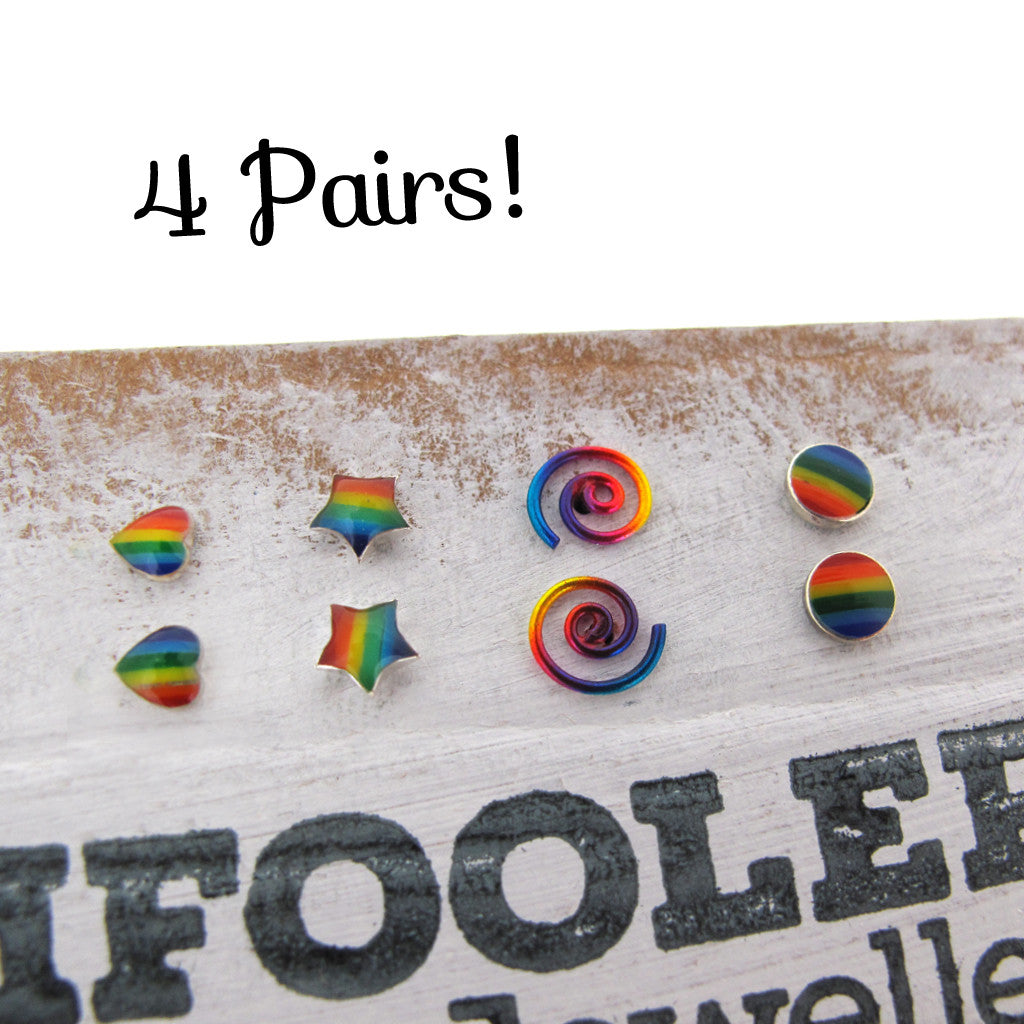 Rainbow sterling silver studs