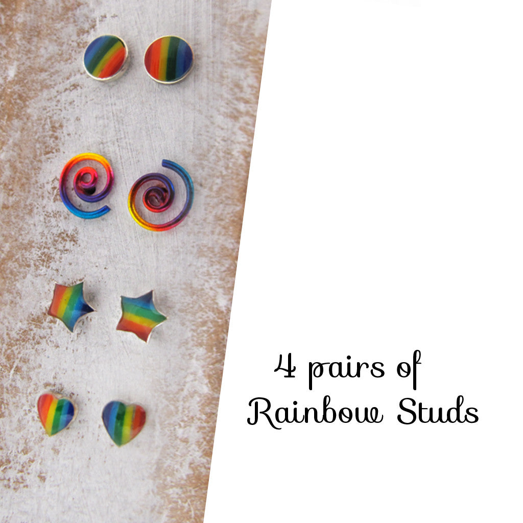 Rainbow sterling silver studs