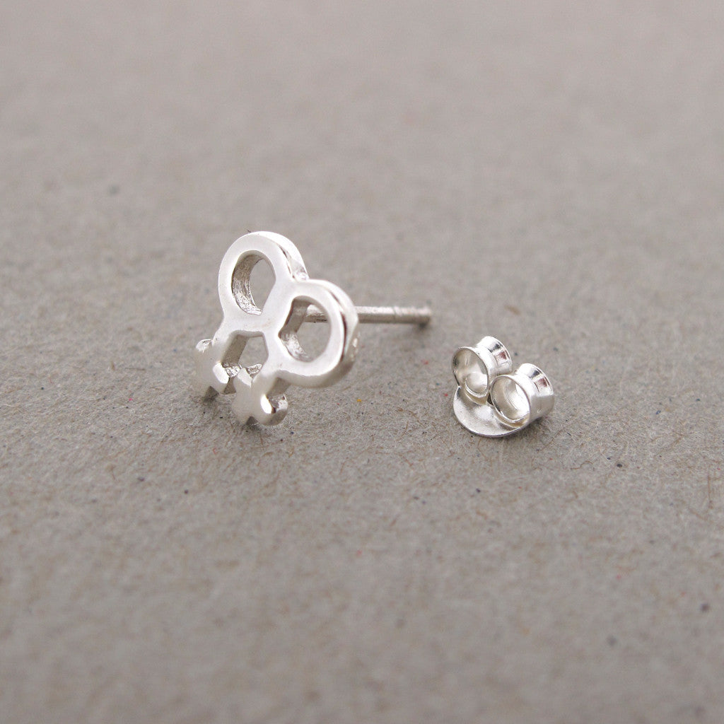 Double venus sign sterling silver studs