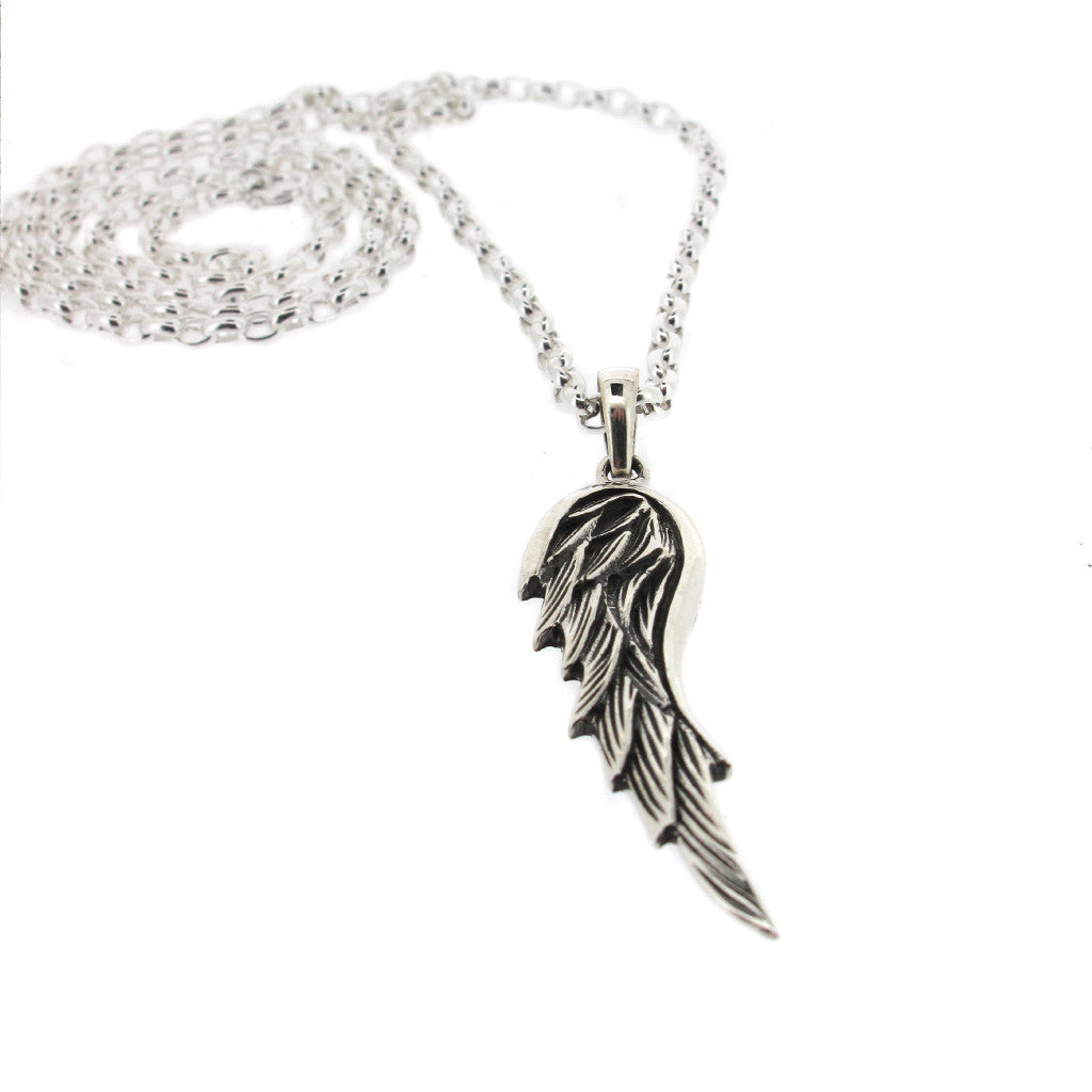 Angel Wing sterling silver pendant on sterling silver chain