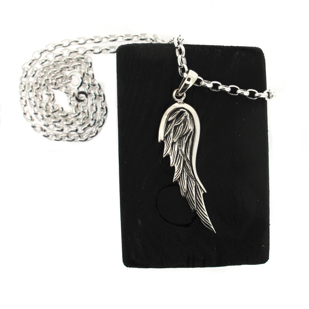 Angel Wing sterling silver pendant on sterling silver chain