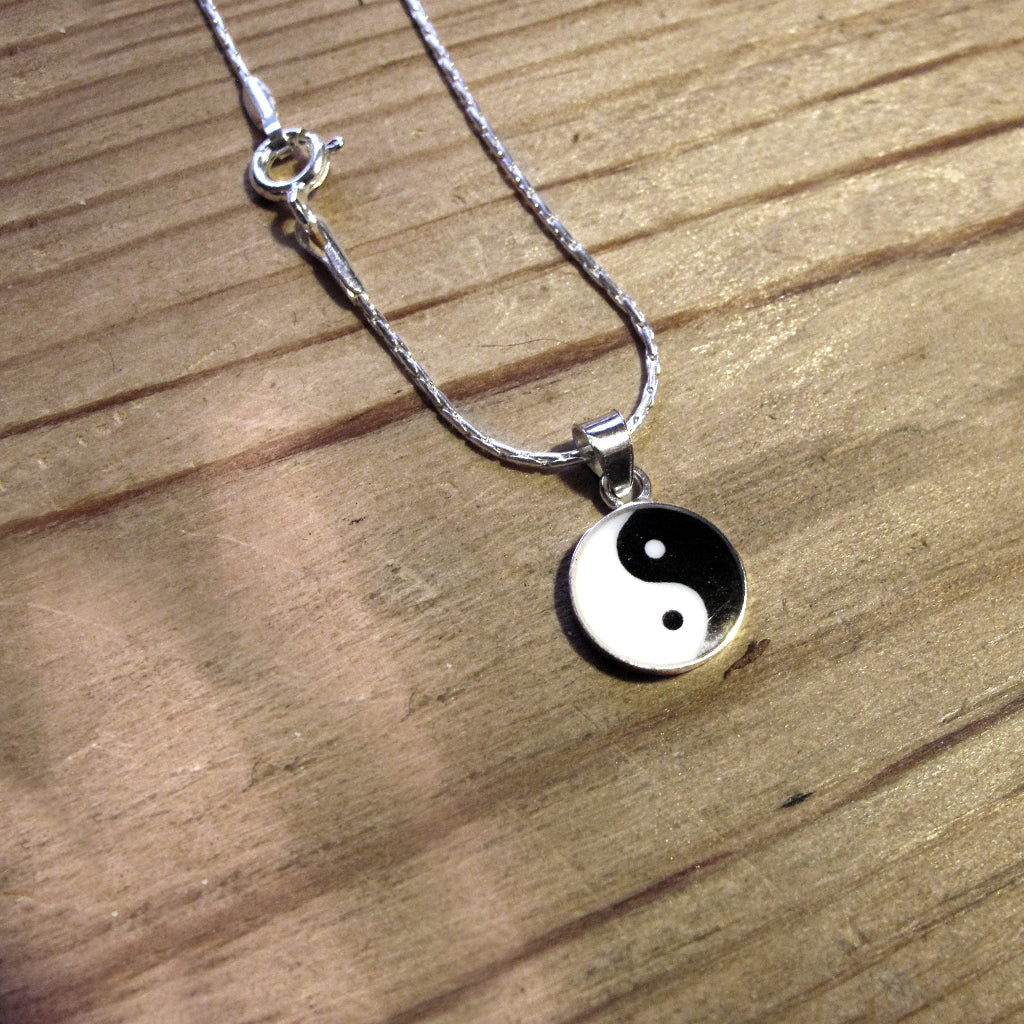 Ying and Yang sterling silver pendant on sterling silver chain