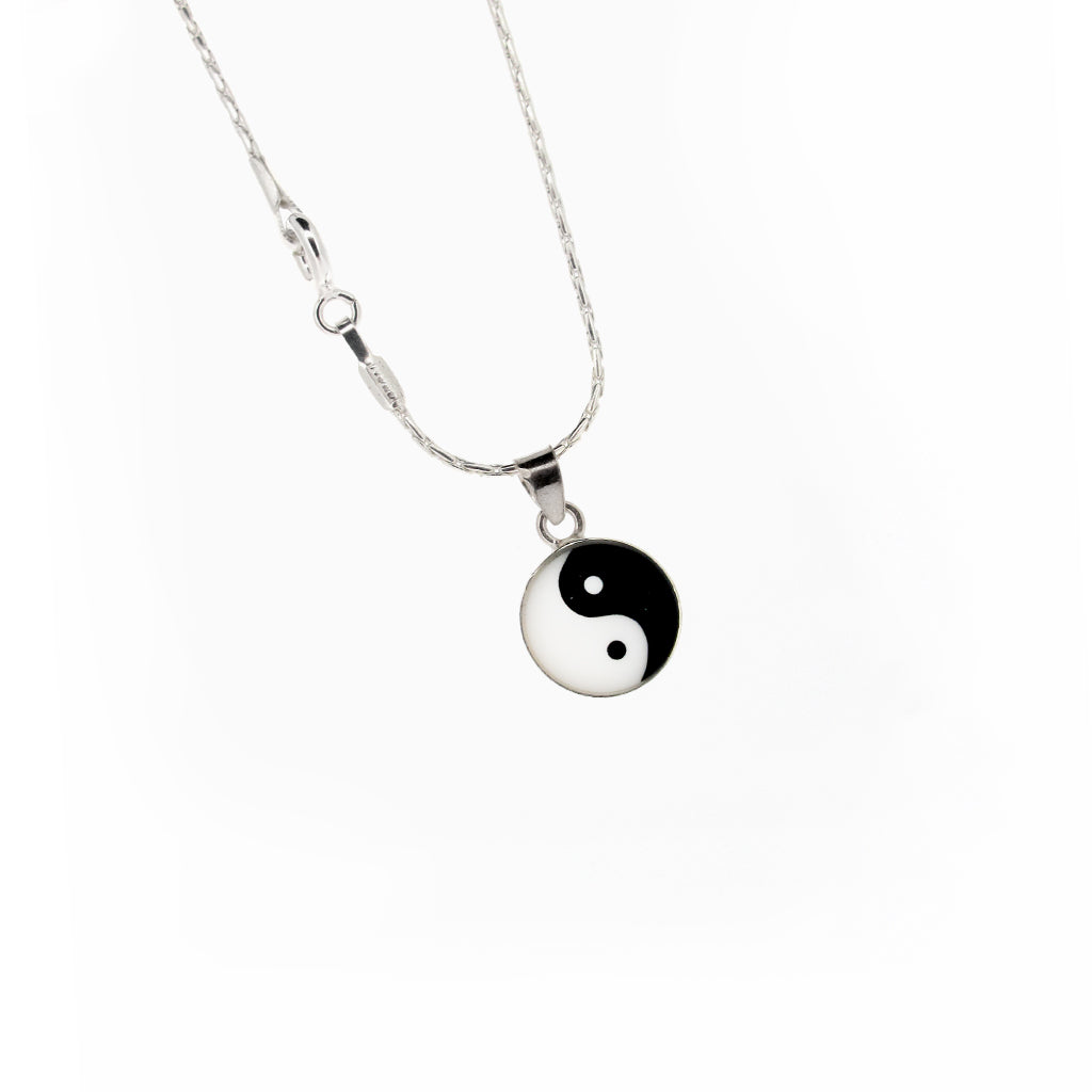 Ying and Yang sterling silver pendant on sterling silver chain