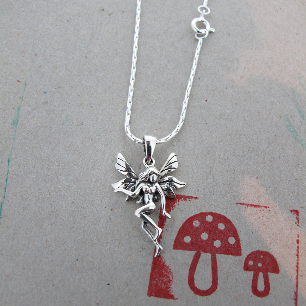 Woodland Fairy Sterling silver pendant on sterling silver chain