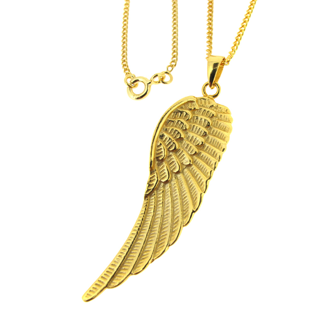 Gold angel wing on gold chain (Gold plate on Sterling Silver 925)