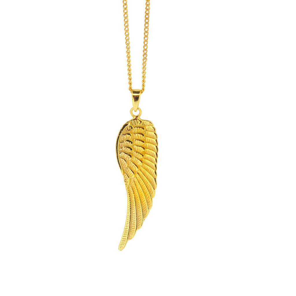 Gold angel wing on gold chain (Gold plate on Sterling Silver 925)