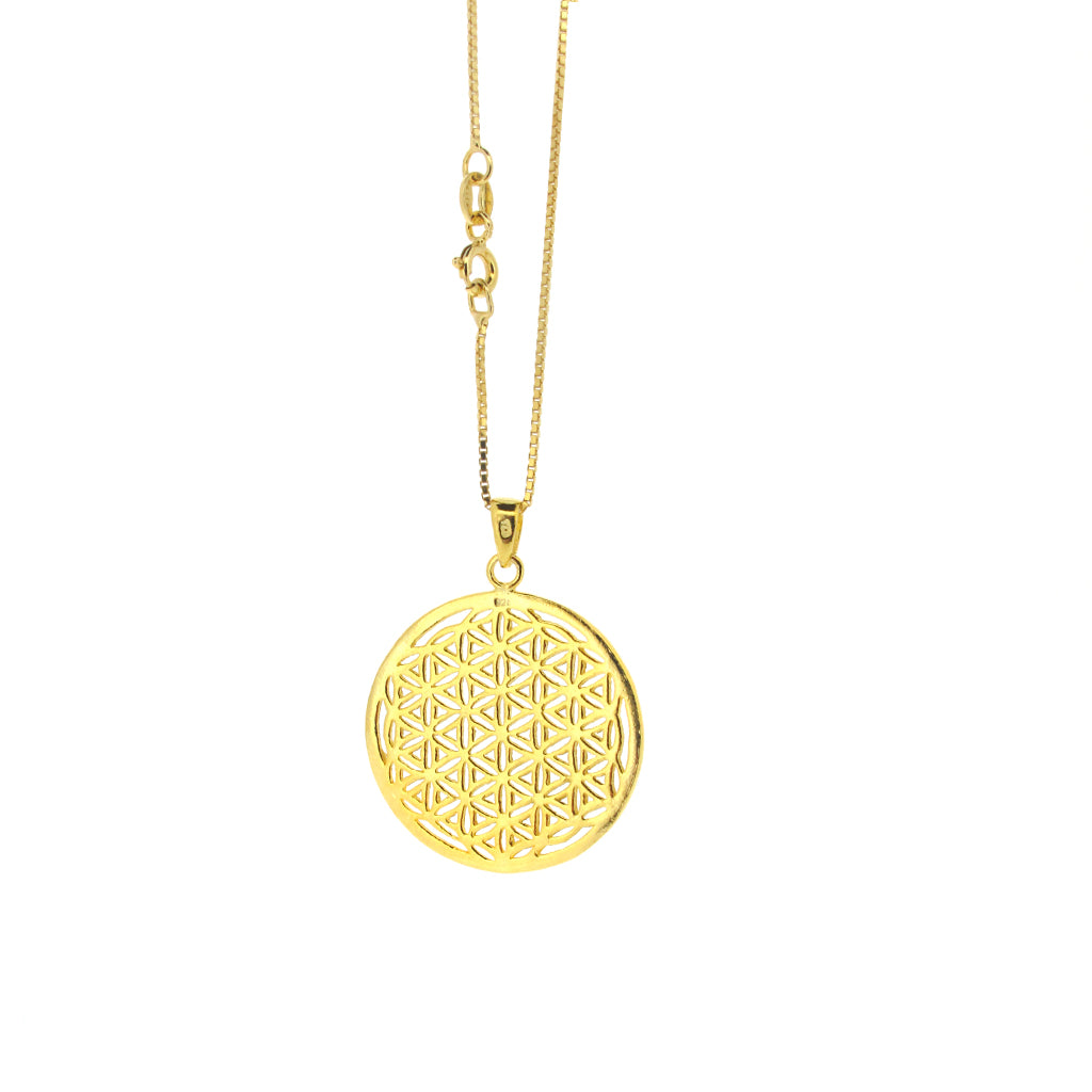 Gold "Flower of Life" on gold chain (Gold plate on Sterling Silver 925)
