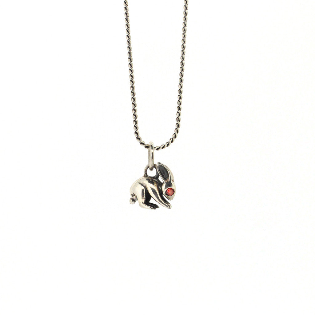 Rabbit sterling silver pendant on sterling silver chain