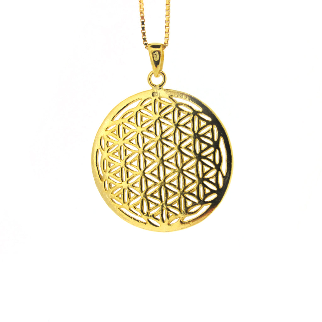 Gold "Flower of Life" on gold chain (Gold plate on Sterling Silver 925)