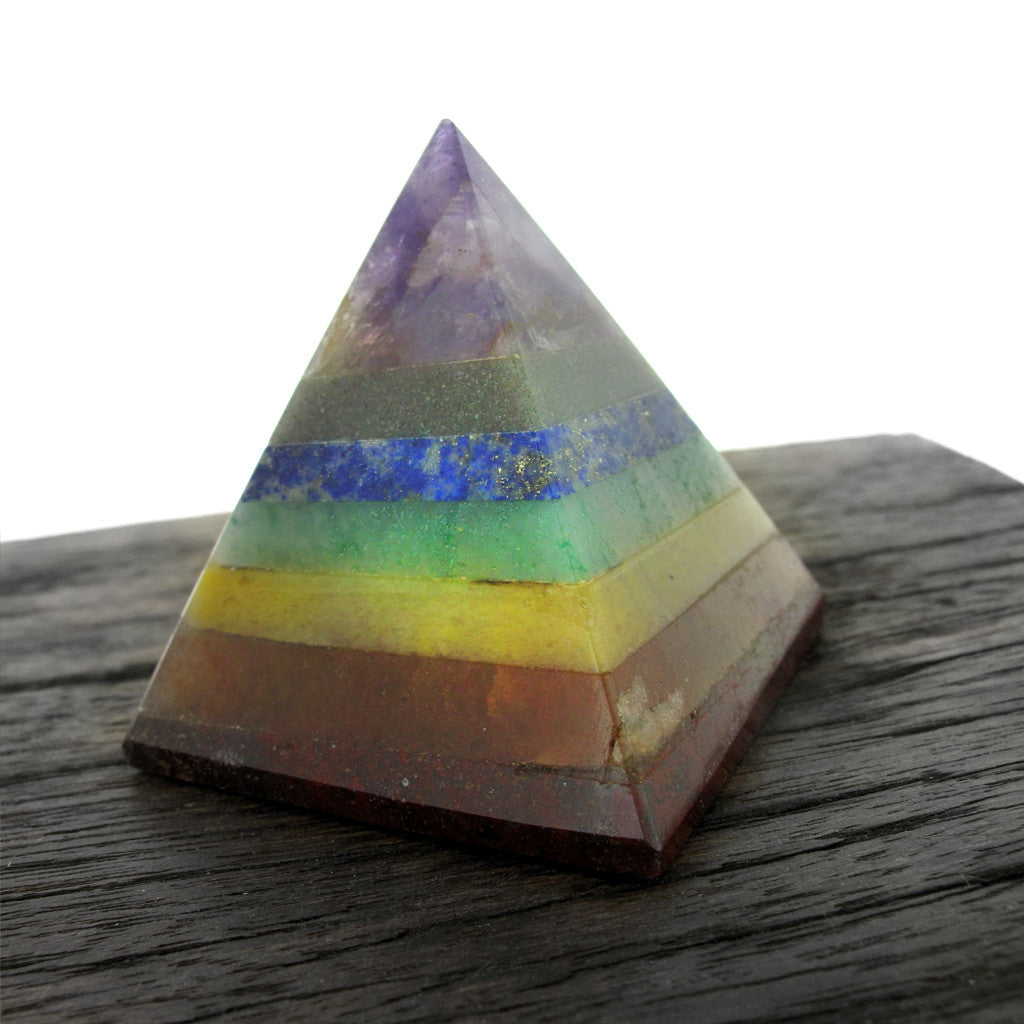 Chakra Pyramid, 7 Stone Layered Natural Healing Crystal  - Reiki Gemstone